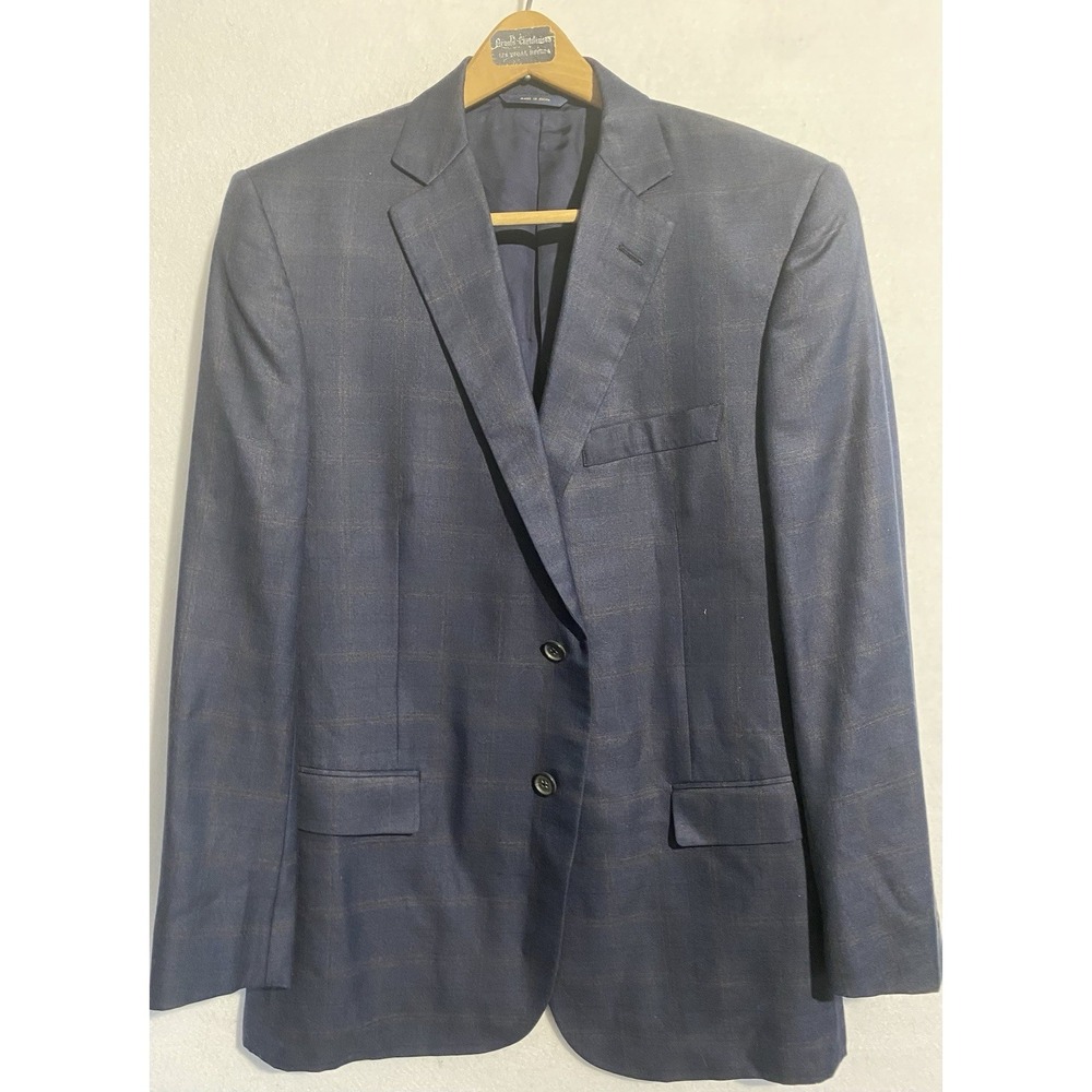 Brook Brothers E.Thomas Blue Plaid 1818 Fitzgerald Silk Wool Blazer Mens 43R
